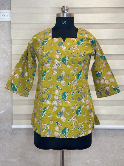 Olive Birdsong Short Kurti