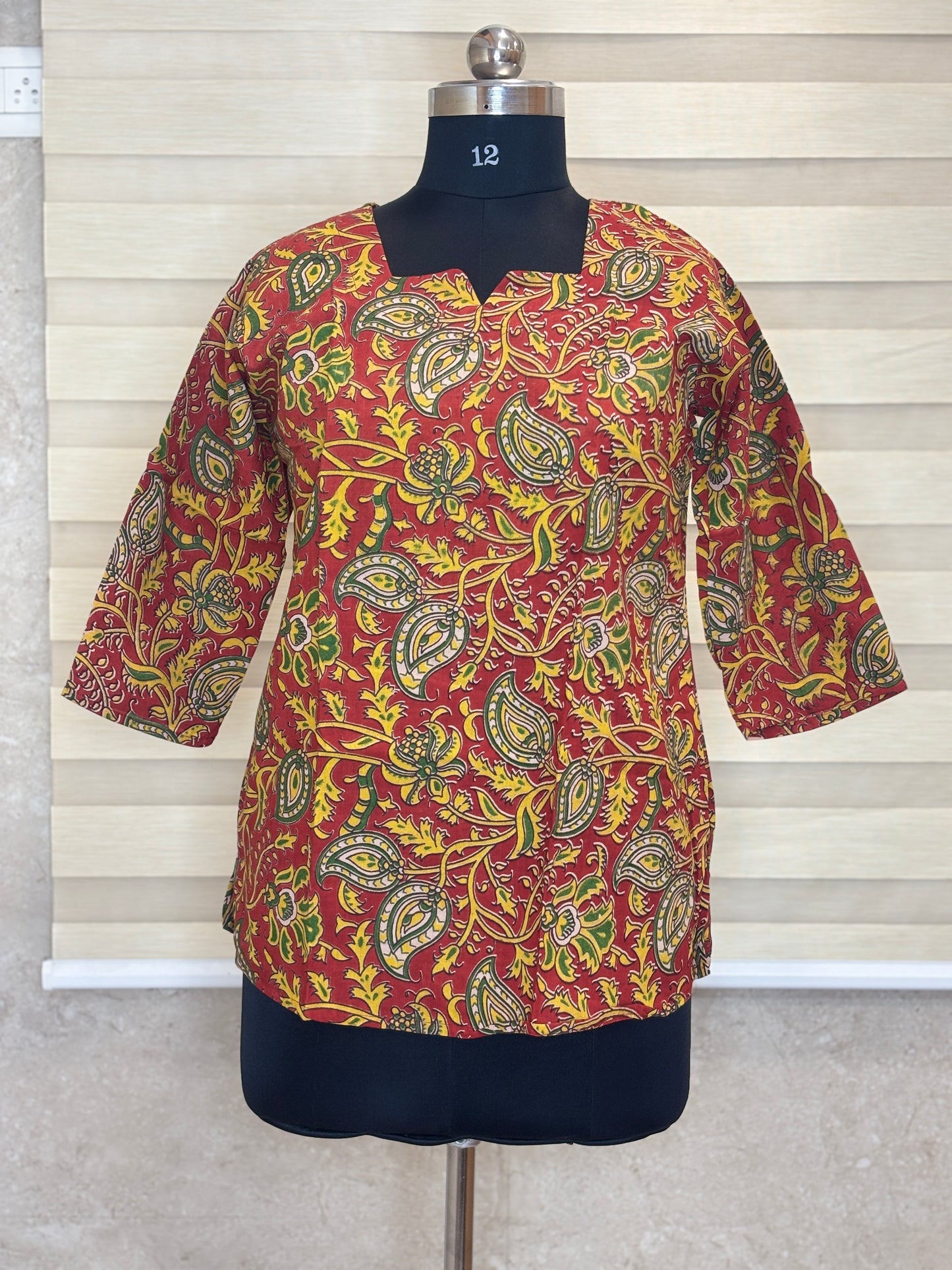 Rust Paisley Elegance Short Kurti