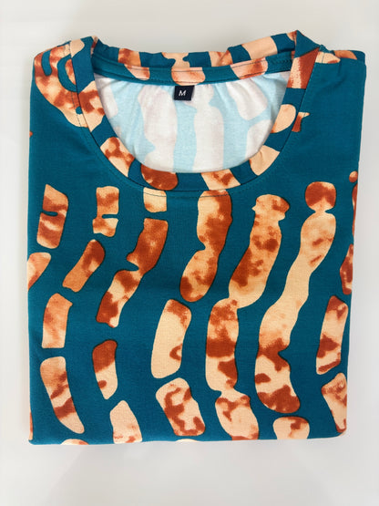 Teal Blue Batik Tribal Print Lounge Tunic