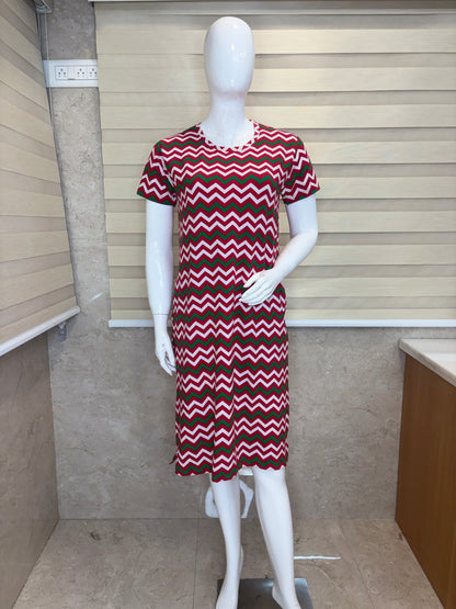 Cherry Red Multicolor Chevron Lounge Tunic