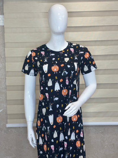 Midnight Black Whimsical Halloween Lounge Tunic