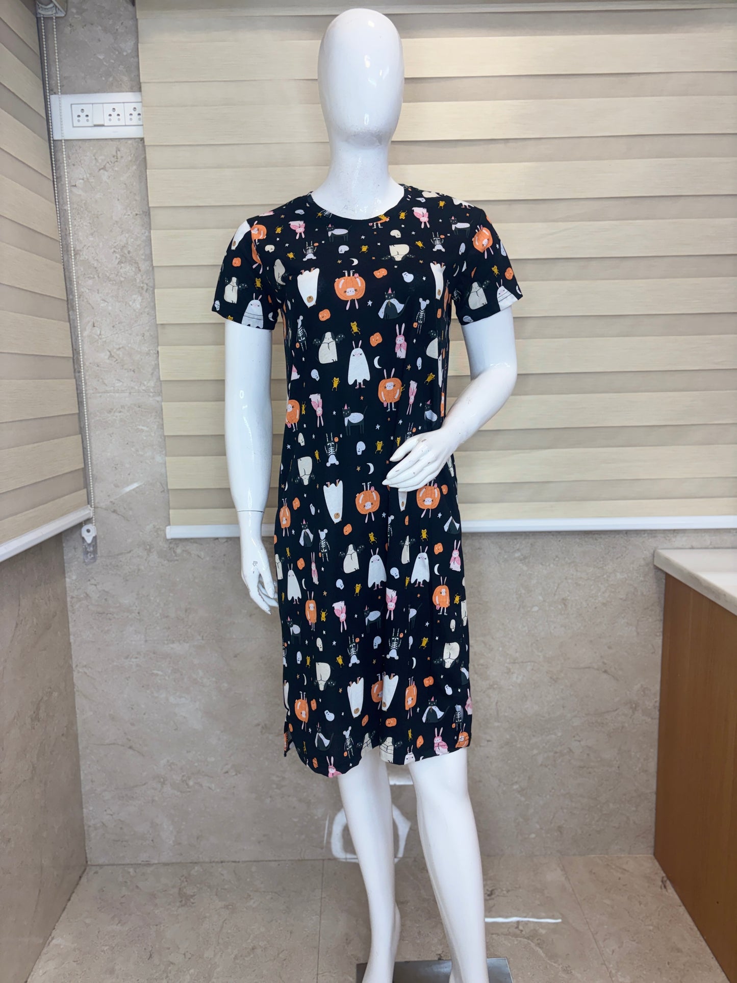 Midnight Black Whimsical Halloween Lounge Tunic
