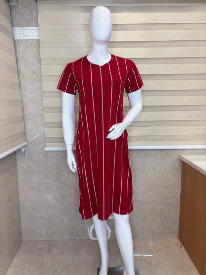 Ruby Red Classic Pinstripe Lounge Tunic