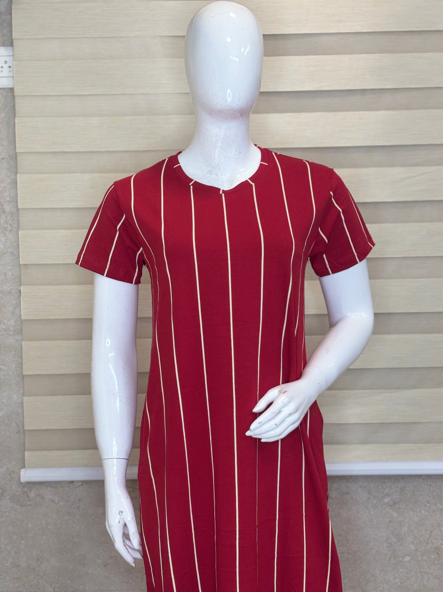 Ruby Red Classic Pinstripe Lounge Tunic