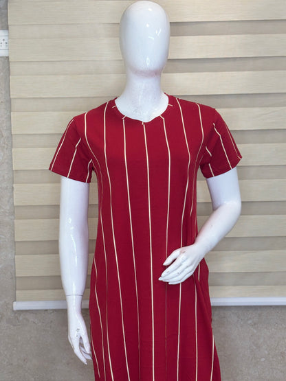 Ruby Red Classic Pinstripe Lounge Tunic