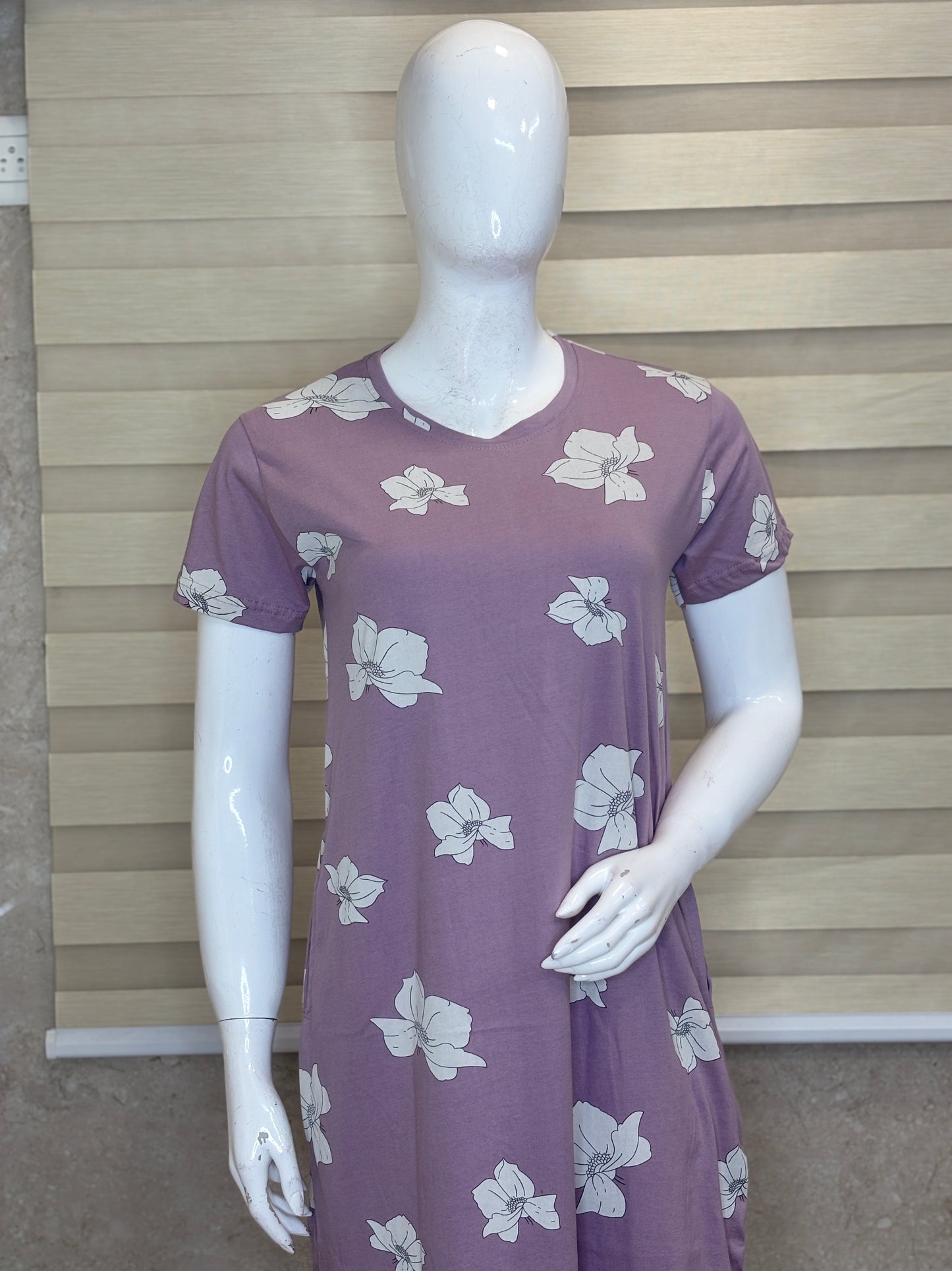 Dusty Lavender White Blossom Lounge Tunic