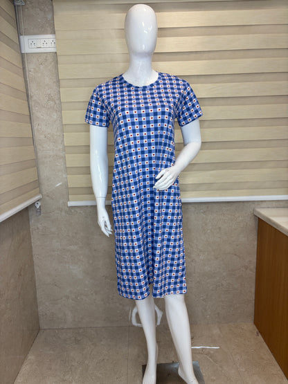 Powder Blue Tiny Heart Checks Lounge Tunic