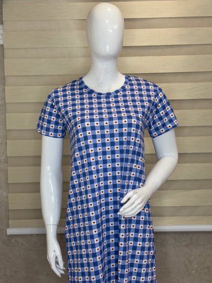 Powder Blue Tiny Heart Checks Lounge Tunic