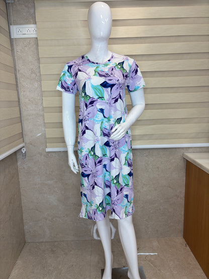 Soft Lilac Watercolor Lily Floral Lounge Tunic