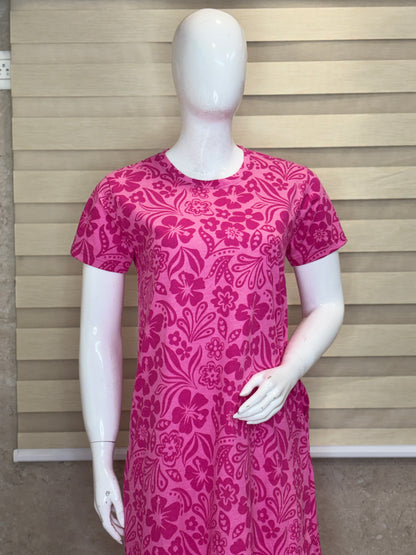Candy Pink Floral Vine Lounge Tunic