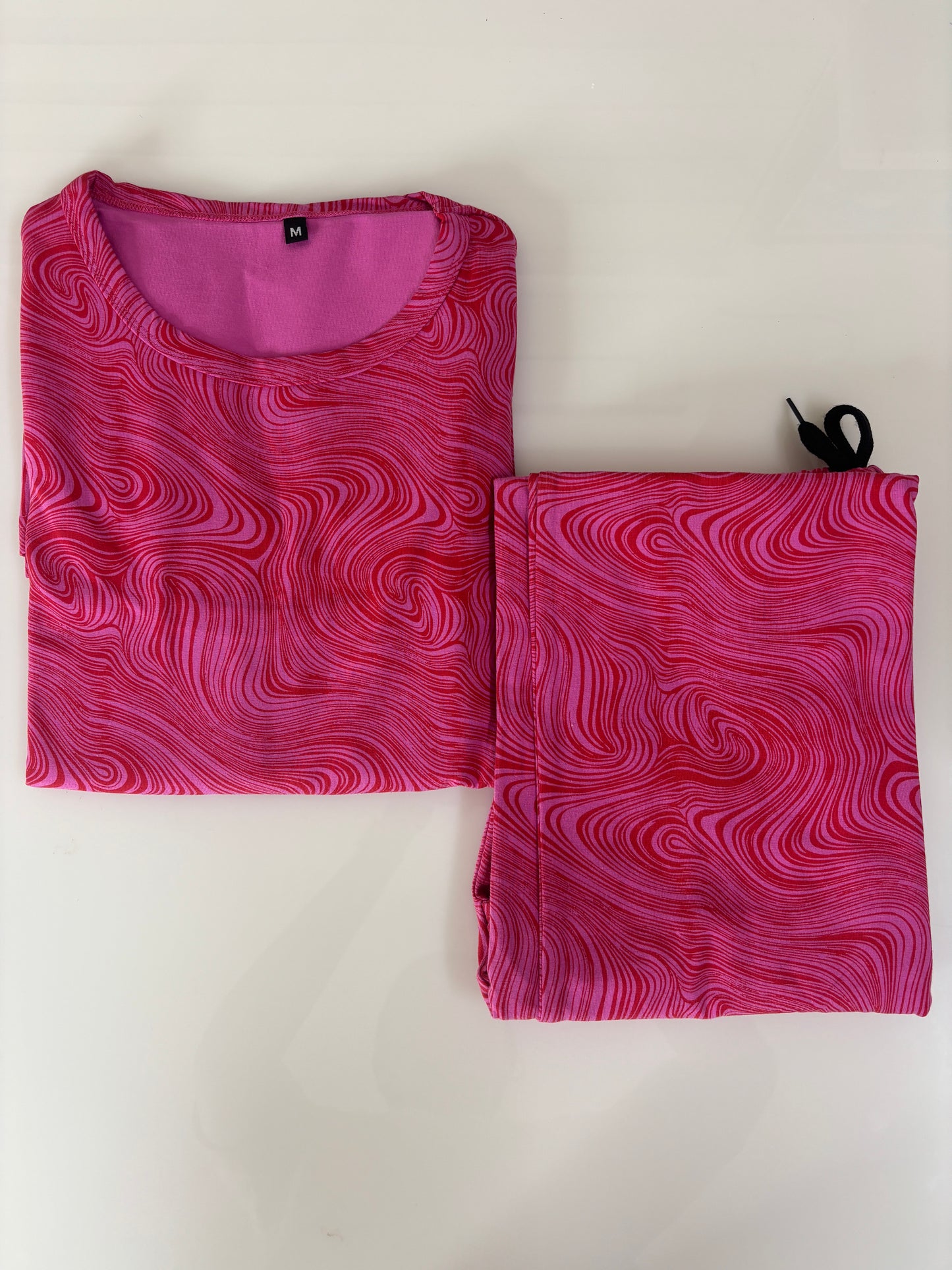 Pink Rose Marble Wave Feeding T-Shirt with Pant