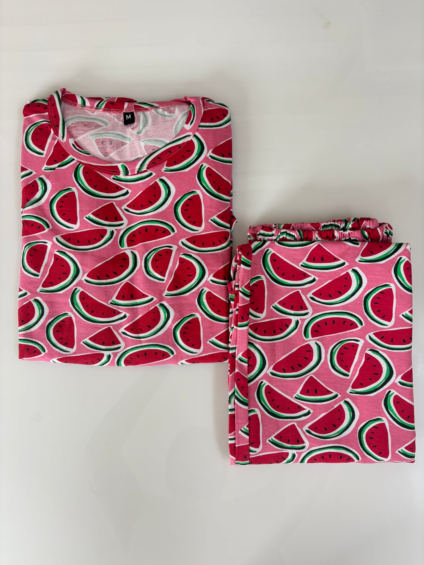 Rose Pink Watermelon Slice Feeding T-Shirt with Pant