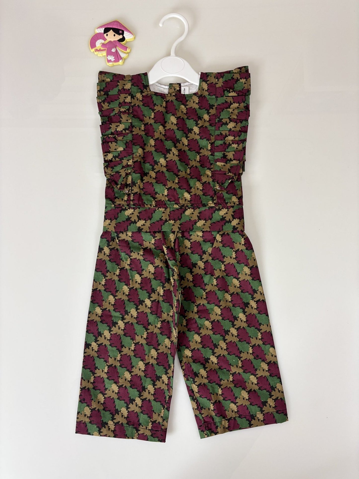 Multicolor Sleeveless Ruffled Printed Top and Bottom Set