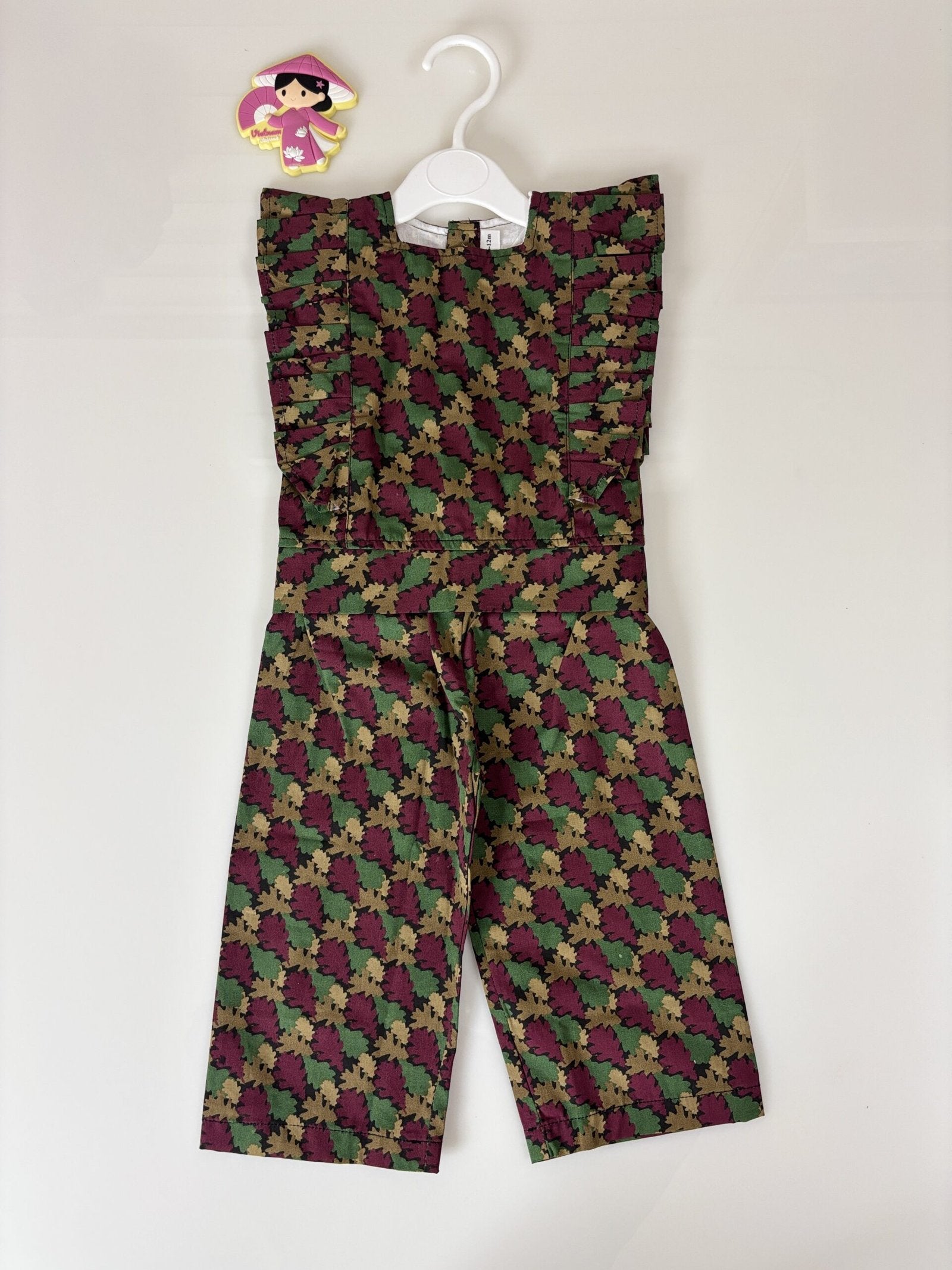 Multicolor Sleeveless Ruffled Printed Top and Bottom Set