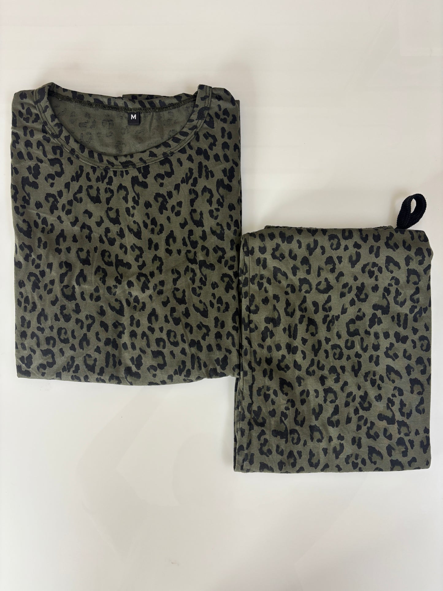 Olive Green Leopard Print Feeding T-Shirt with Pant