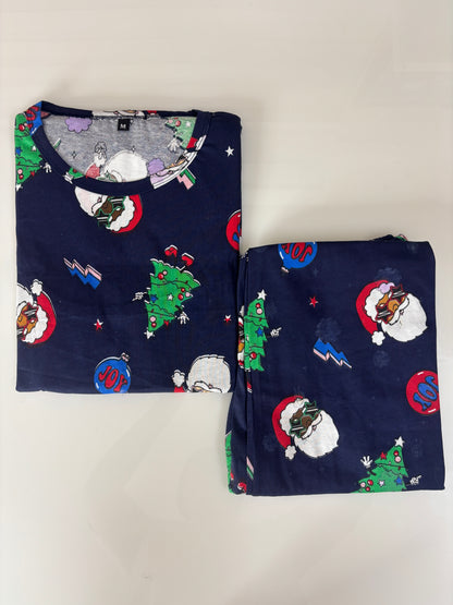 Navy Blue Christmas Cheer Feeding T-Shirt with Pant