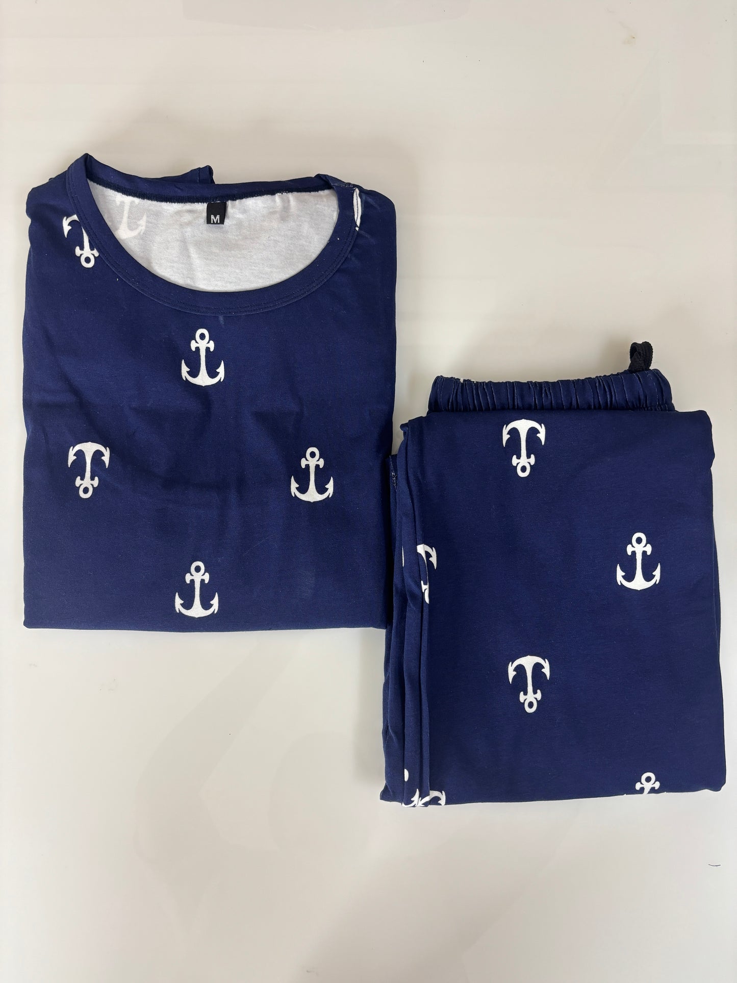 Navy Blue Nautical Anchor Feeding T-Shirt with Pant