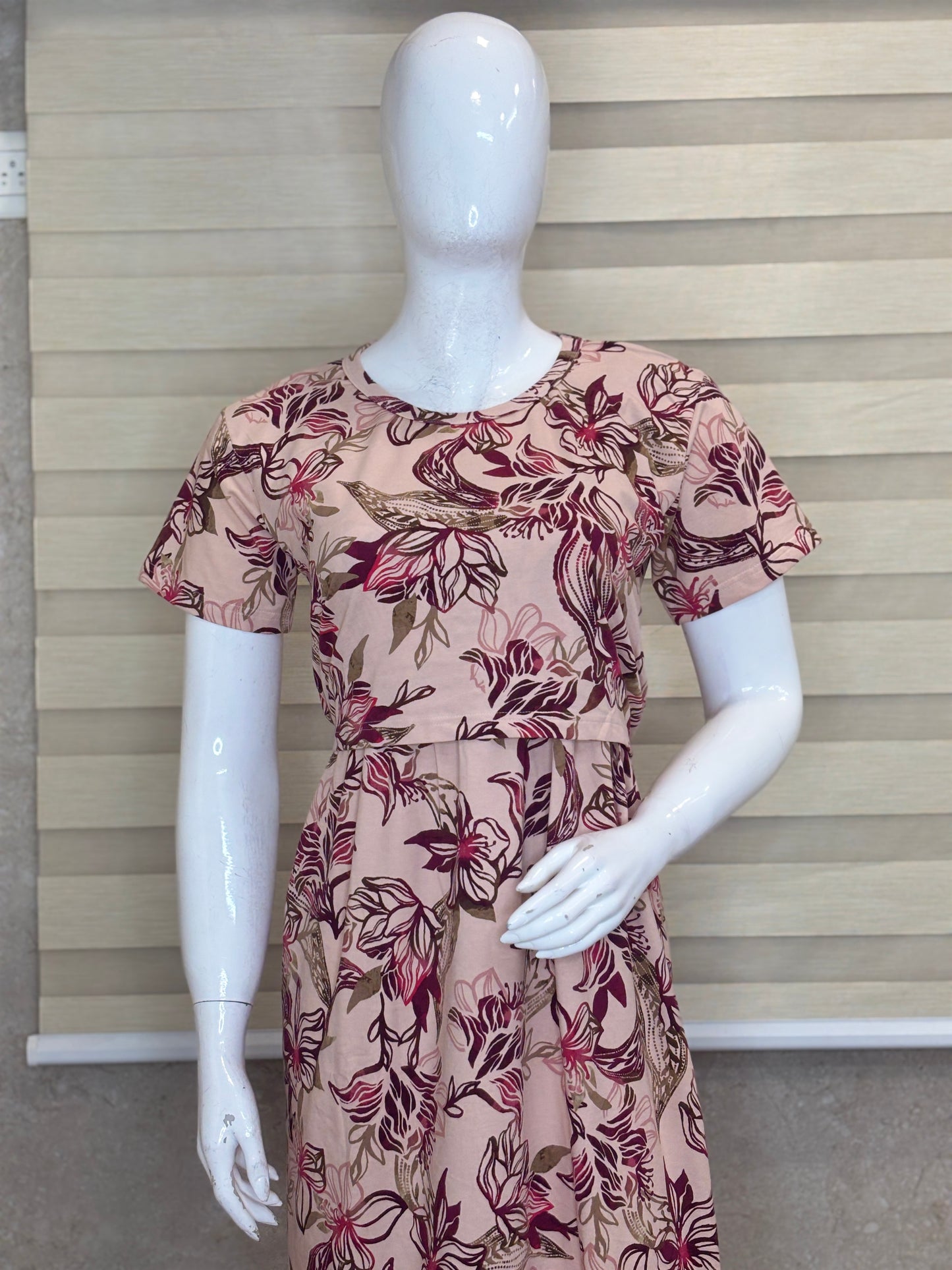 Pink Floral Print Maternity Maxi