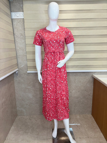 Pink Floral Print Maternity Maxi