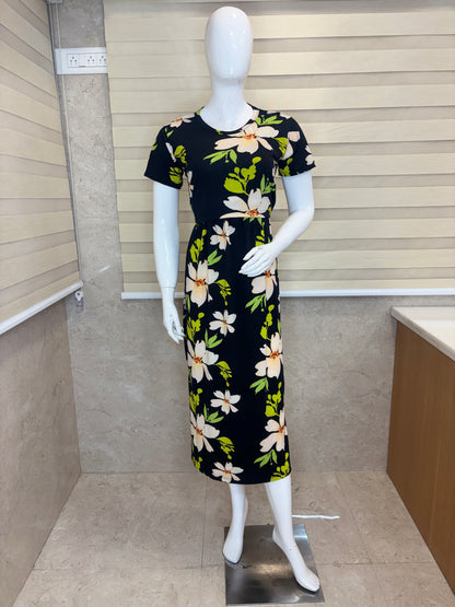 Black Floral Print Maternity Maxi