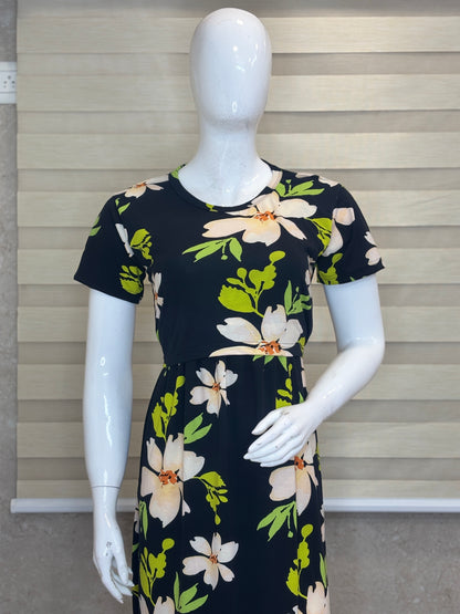 Black Floral Print Maternity Maxi