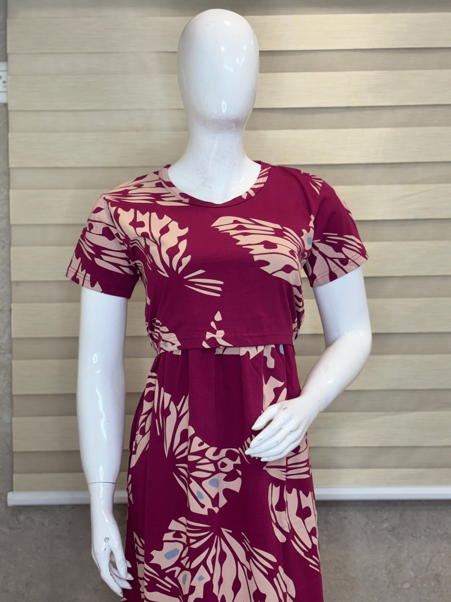 Magenta Butterfly Print Maternity Maxi