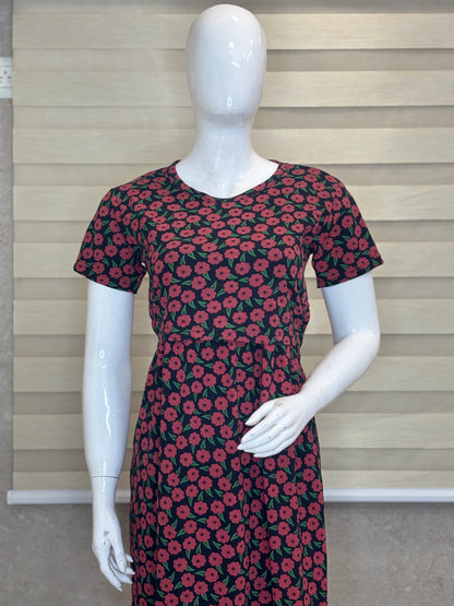 Black Ditsy Floral Print Maternity Maxi