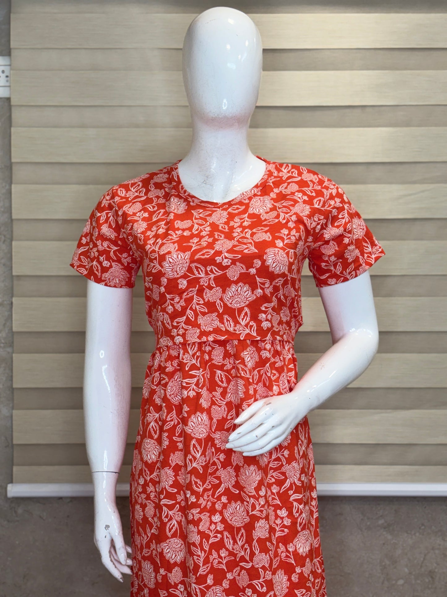 Red Floral Print Maternity Maxi