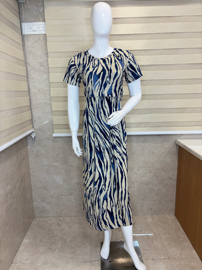 Beige Zebra Print Maternity Maxi