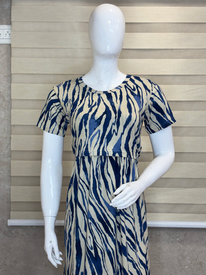 Beige Zebra Print Maternity Maxi