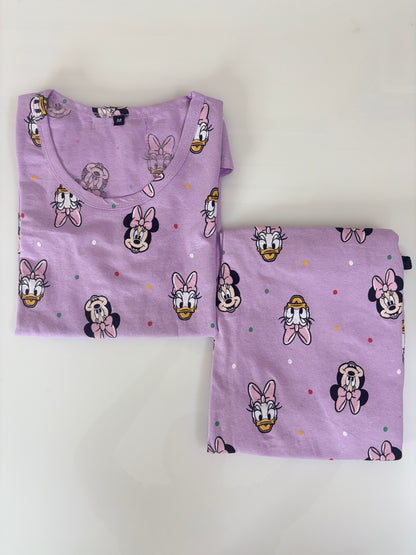 Lavender Minnie & Daisy Print T-Shirt and 3/4th Coords