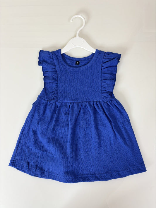 Dark Blue Ruffle Sleeve Frock