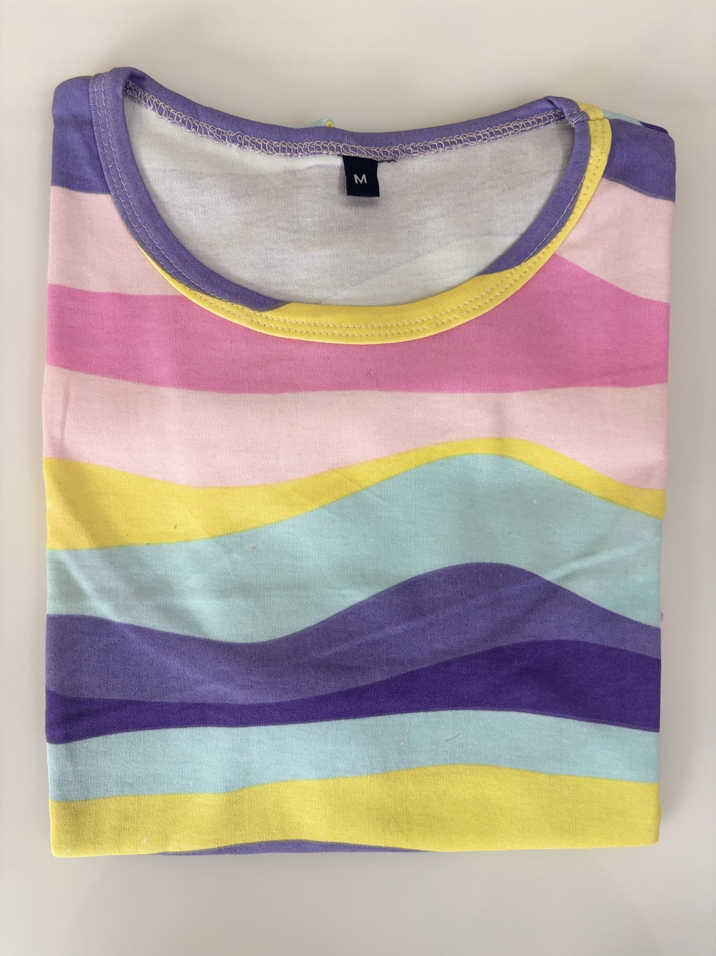 Pastel Multi Wavy Stripe Print Feeding Maternity T-Shirt