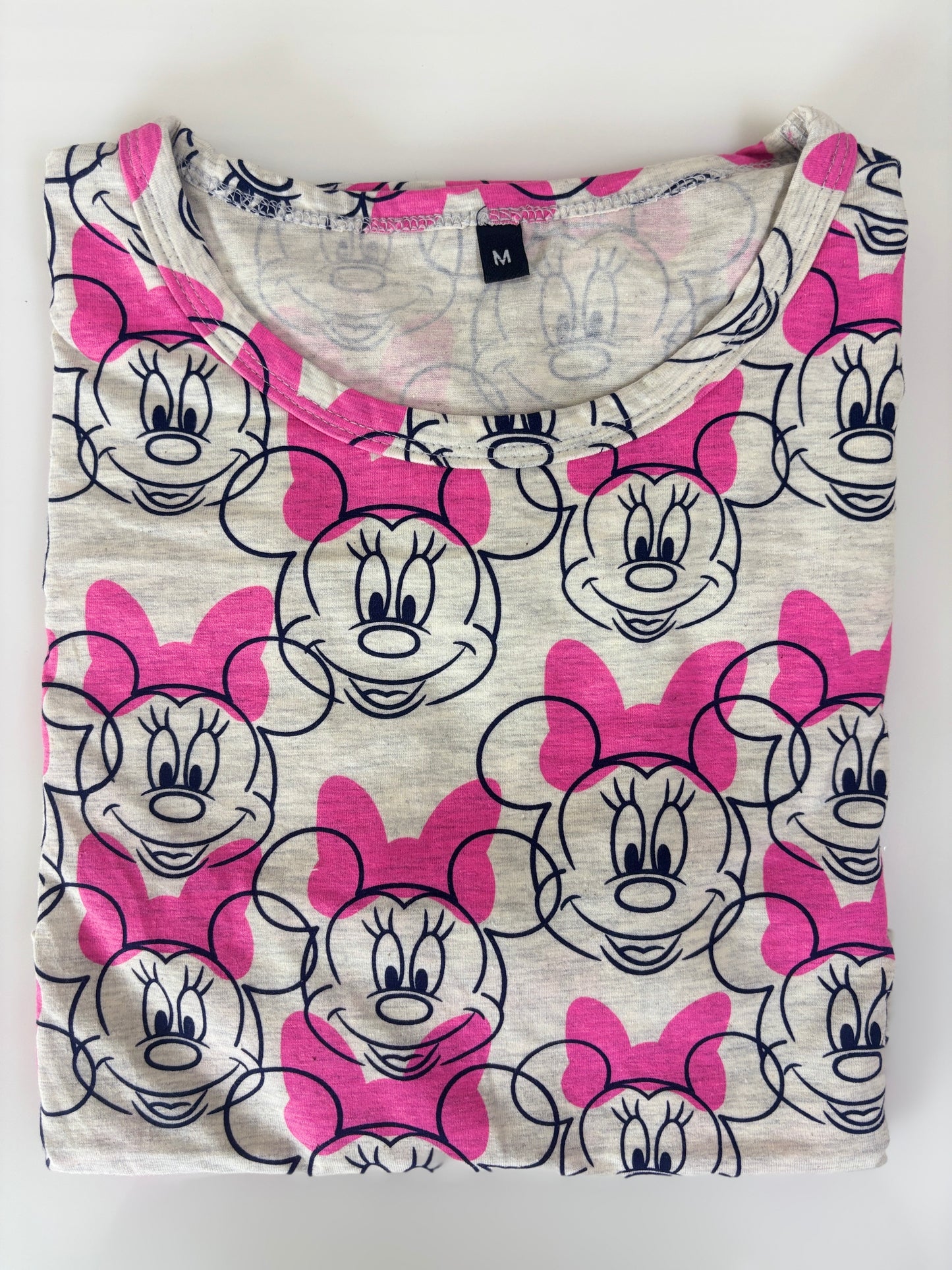 Heather Grey Pink Minnie Cartoon Print Feeding Maternity T-Shirt