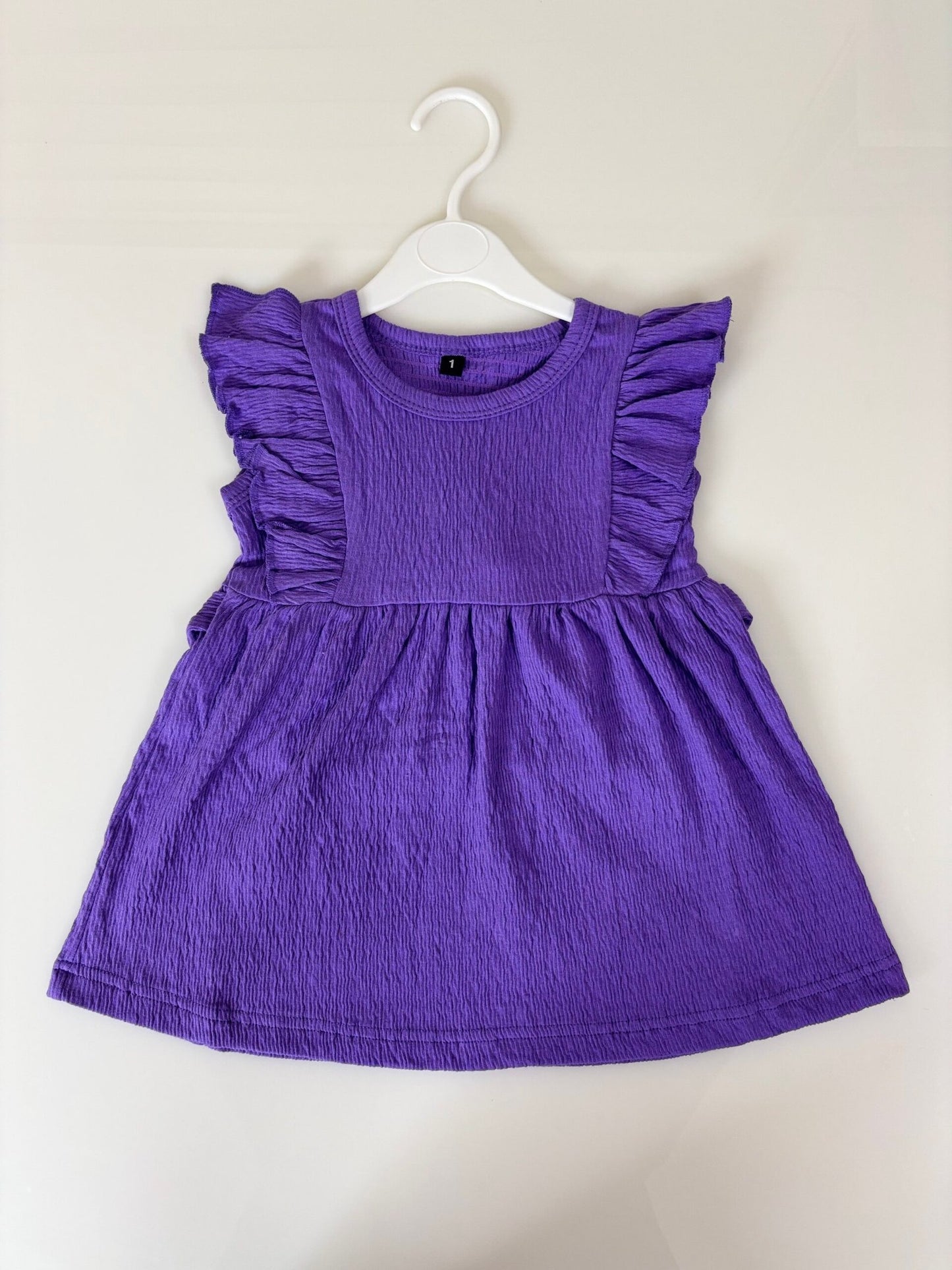 Purple Ruffle Sleeve Frock