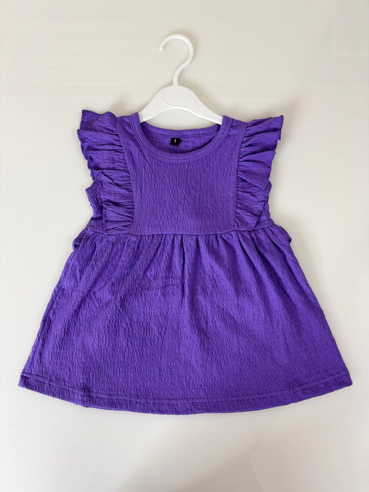 Purple Ruffle Sleeve Frock