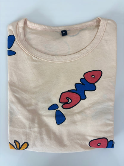 Soft Ivory Happy Chick Doodle Print Feeding Maternity T-Shirt