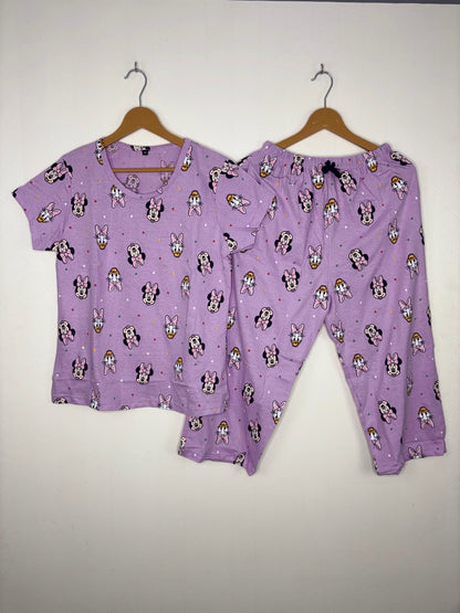 Lavender Minnie & Daisy Print T-Shirt and 3/4th Coords