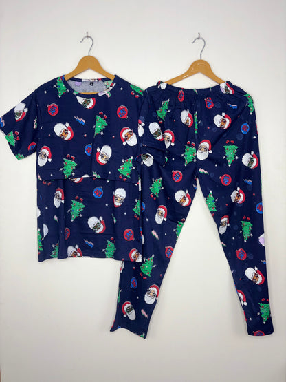 Navy Blue Christmas Cheer Feeding T-Shirt with Pant