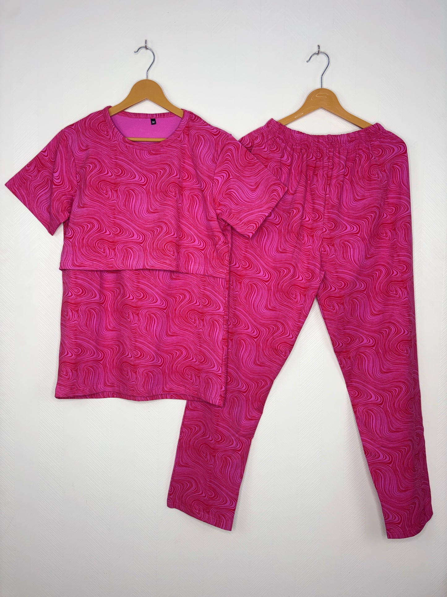 Pink Rose Marble Wave Feeding T-Shirt with Pant