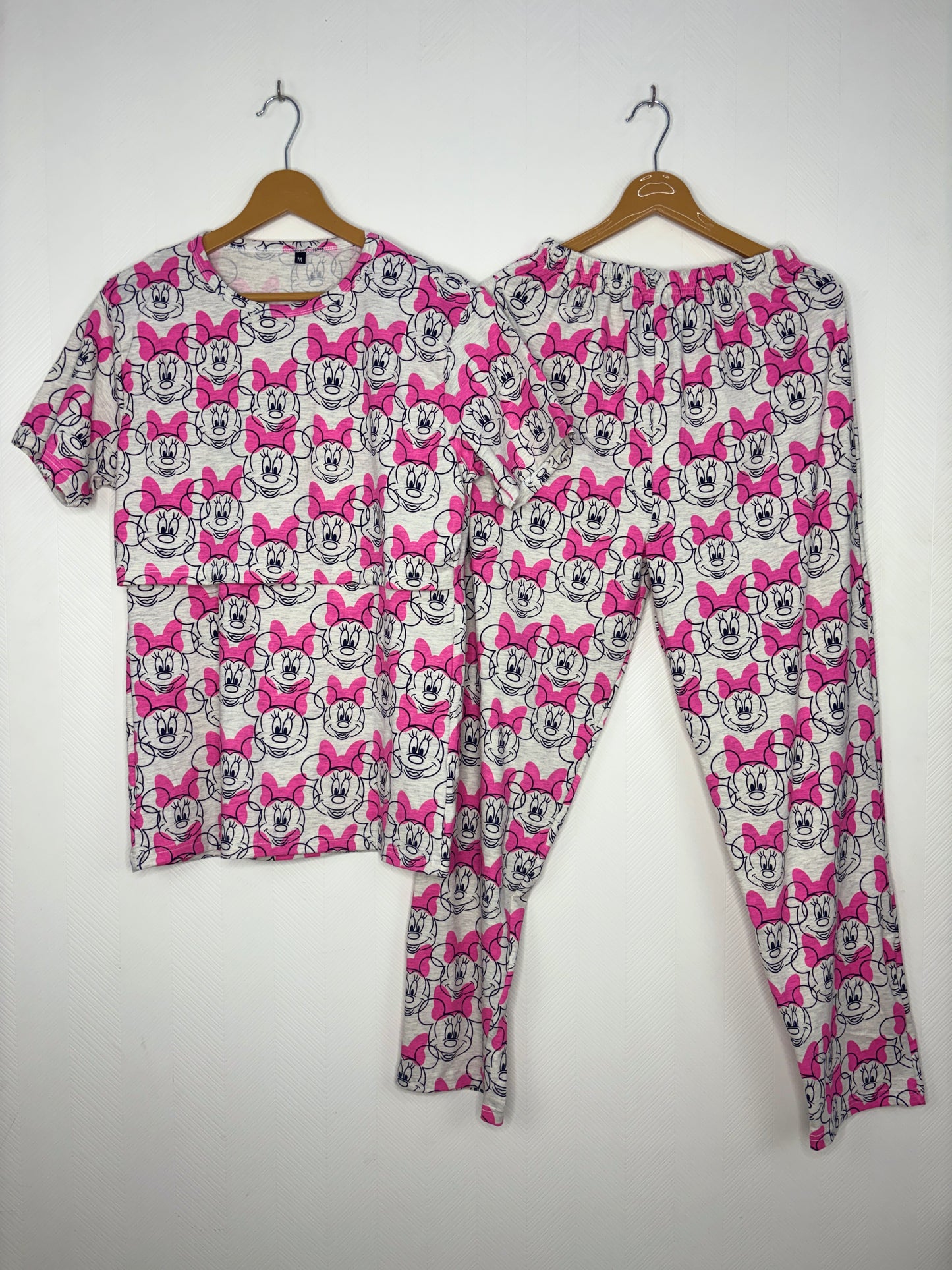 Melange Grey Pink Daisy Duck Feeding T-Shirt with Pant