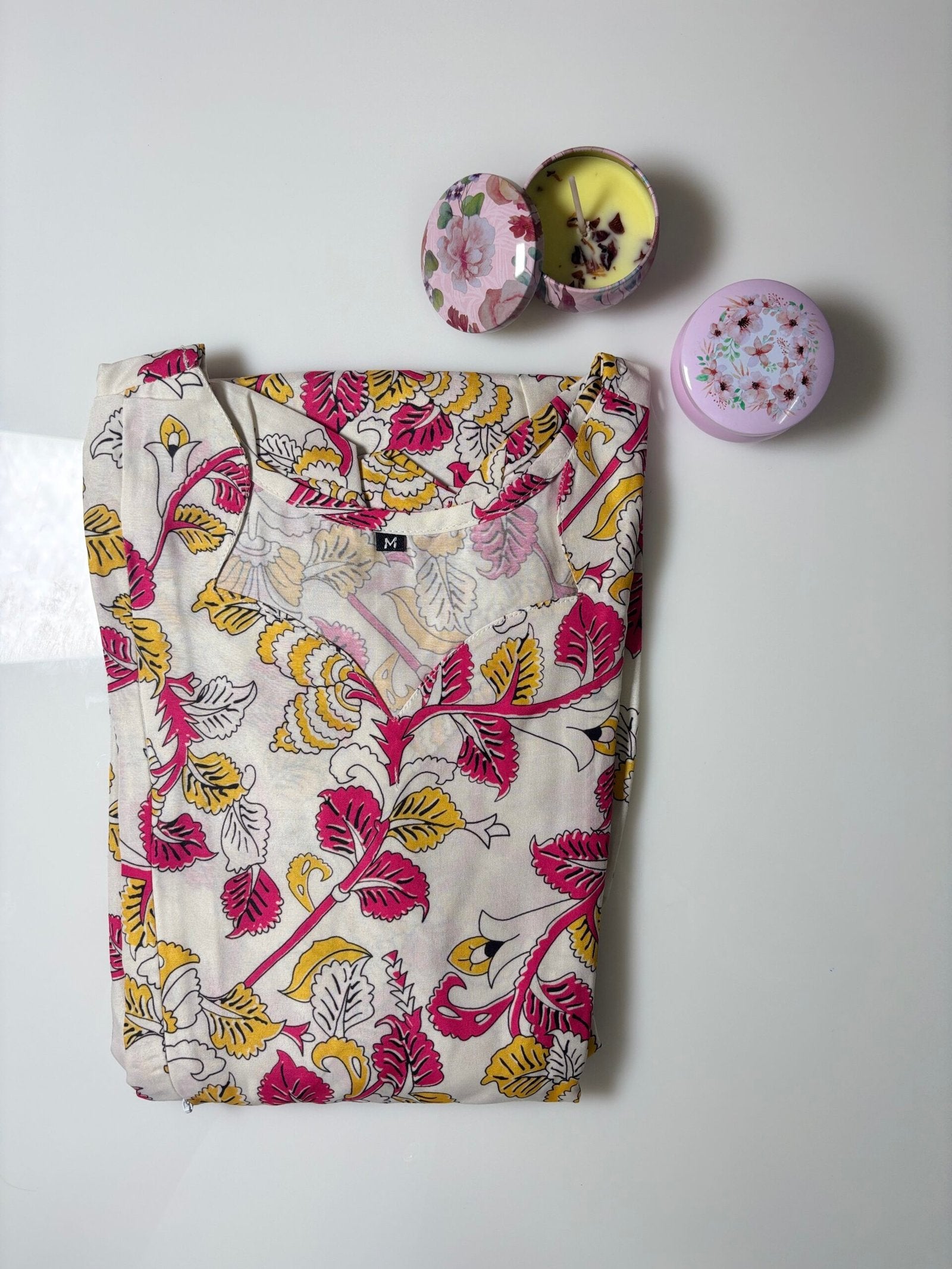 White Tropical Printed Feeding Blended Cotton Frock With Zip