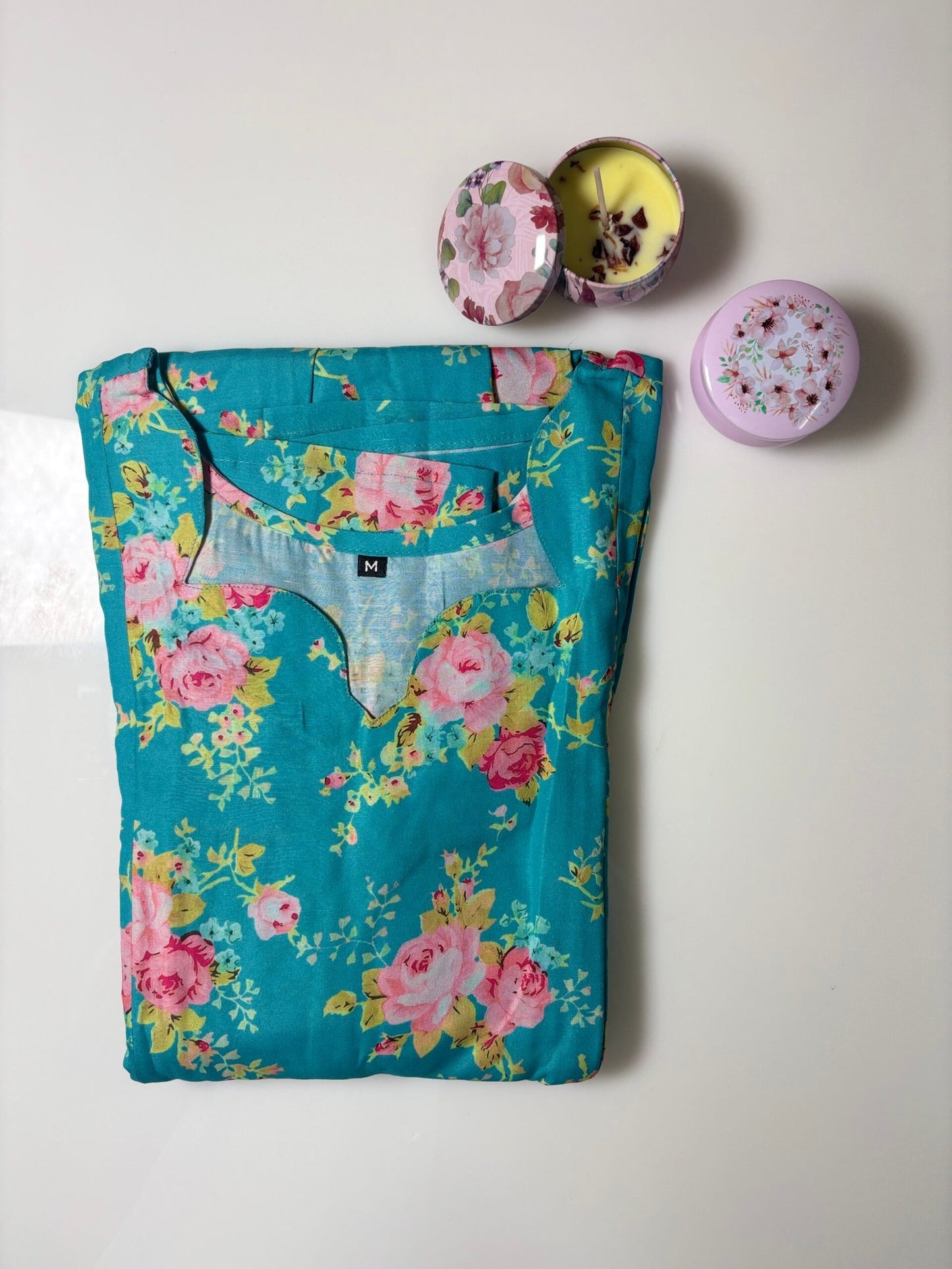 Blue Floral Printed Feeding Blended Cotton Frock With Zip