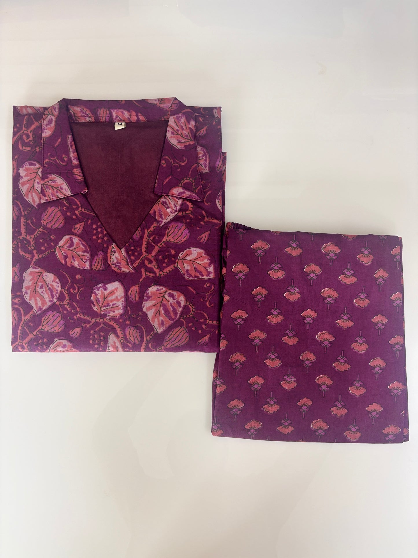 Wine Leaf Vine Printed Cotton Co-ord Set