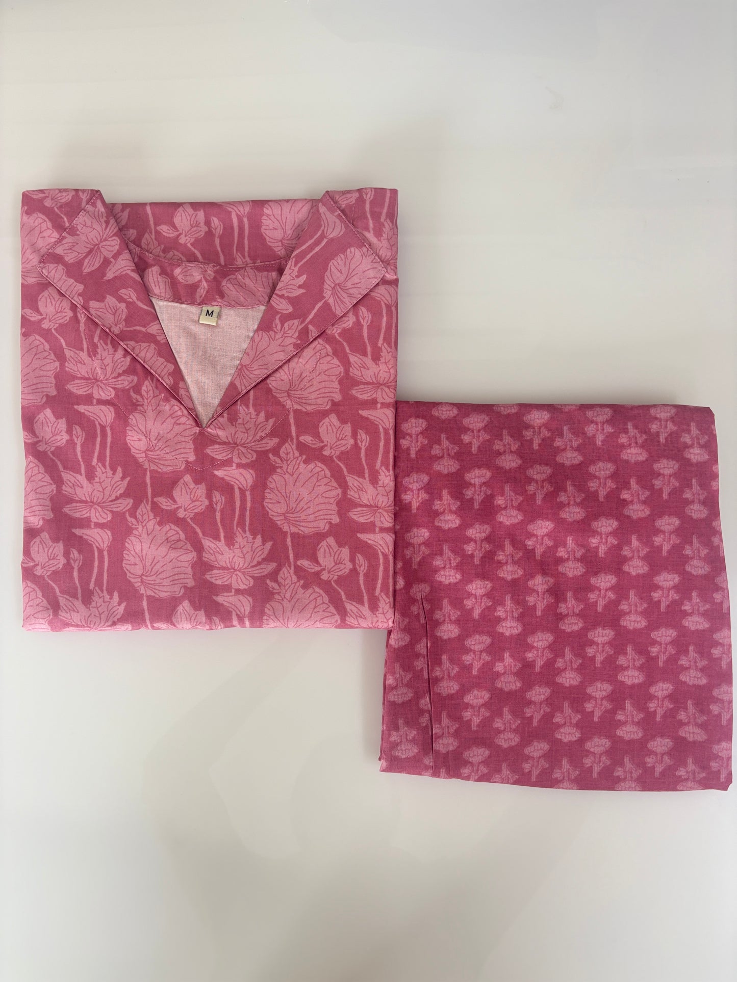 Dusty Rose Floral Buta Printed Cotton Co-ord Set