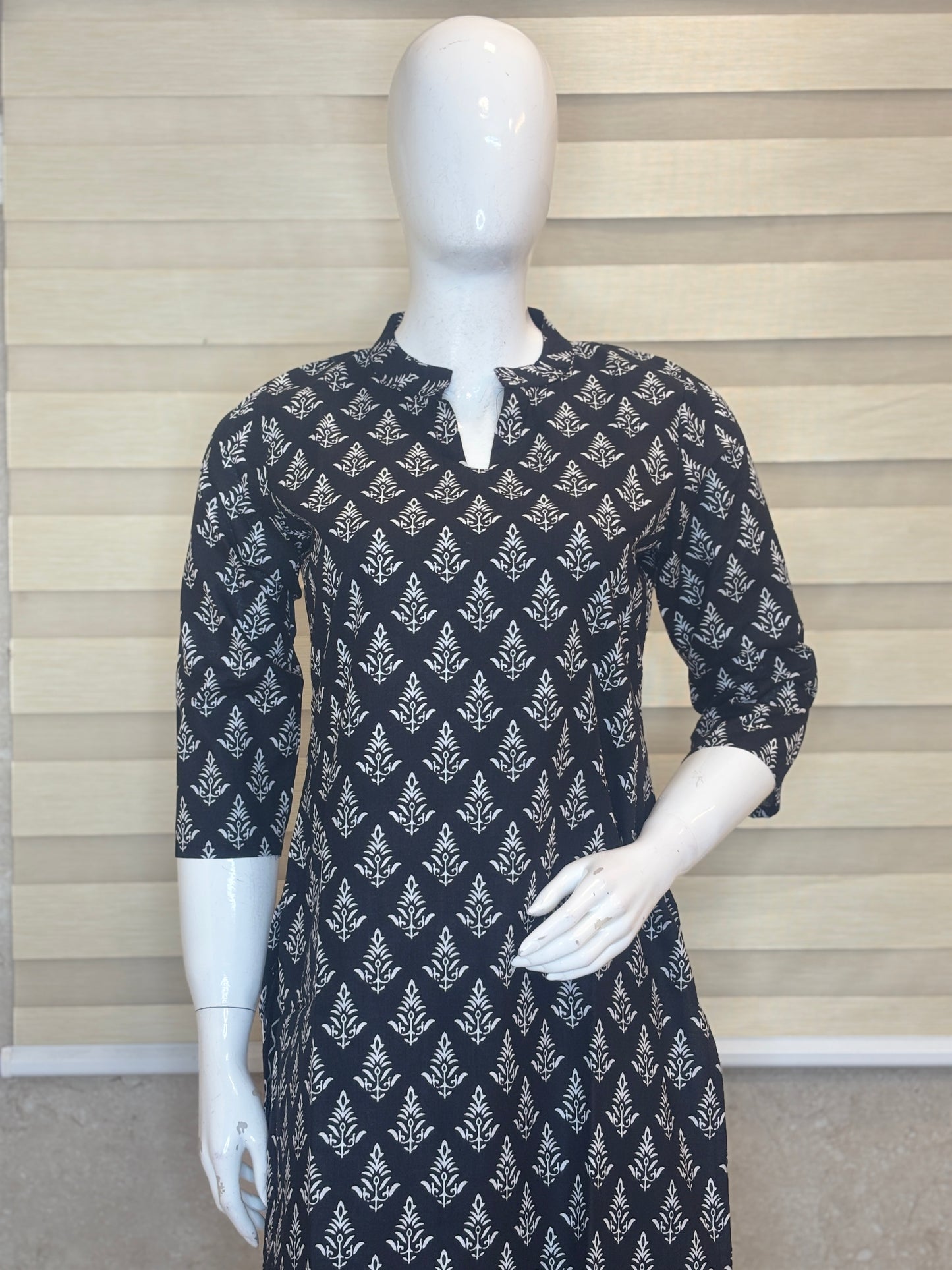 Charcoal Black Leaf Buti Printed Cotton Co-ord Set
