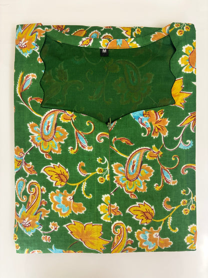 Green Paisley Floral Printed Centre Zip Maxi