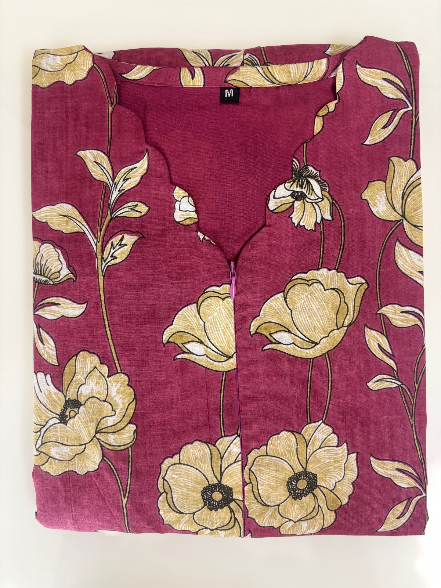 Dusty Rose Beige Floral Printed Centre Zip Maxi