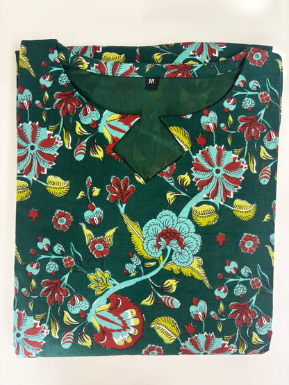 Dark Green Floral Garden Non Feeding Centre Zip Maxi