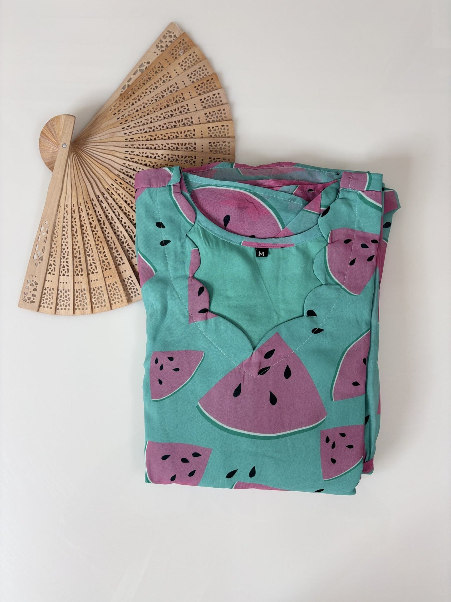 Light Green with Fruity Printed Georgette Outdoor Non-Feeding Maxi
